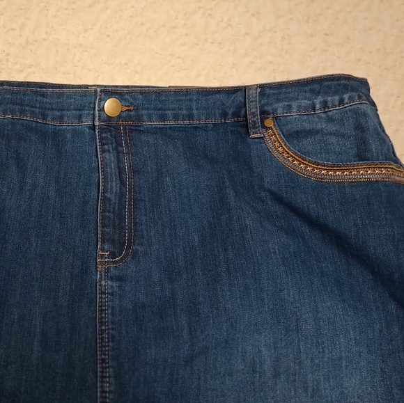 Avenue Denim Pencil Skirt Cotton Blend Women's Plus Size 24 Blue - Picture 6 of 11